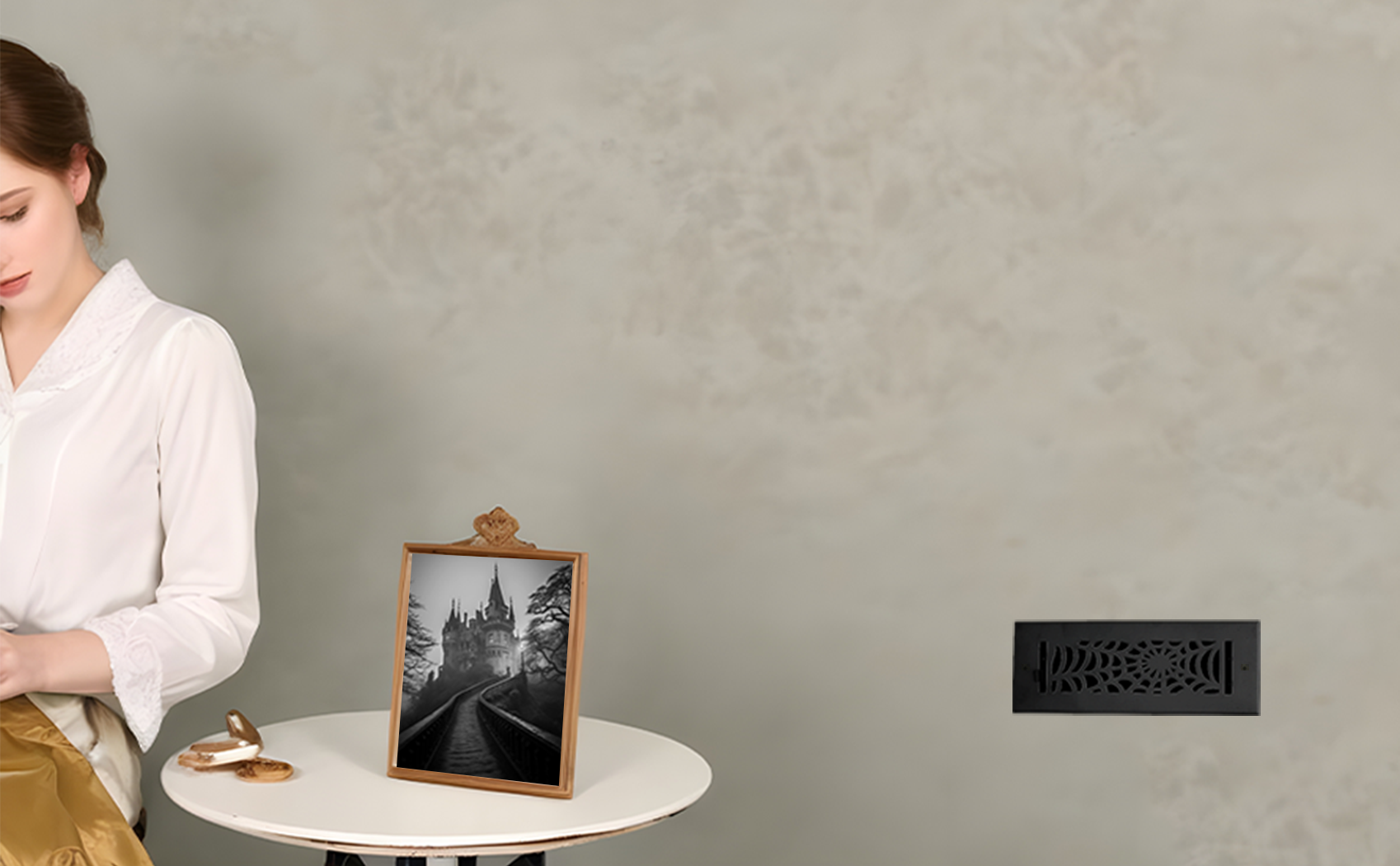 Spooky Gothic 3"x10" Solid Cast Aluminum louvered Air Supply | Powder Coated