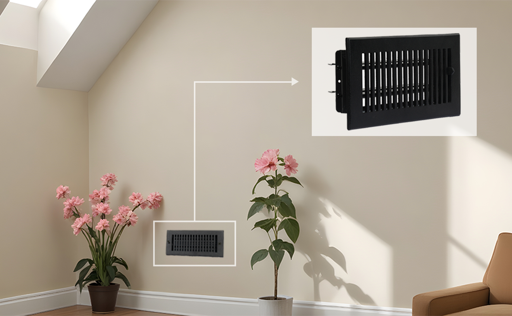 Sleek 4"x12" Solid Cast Aluminum louvered Air Supply | Powder Coated