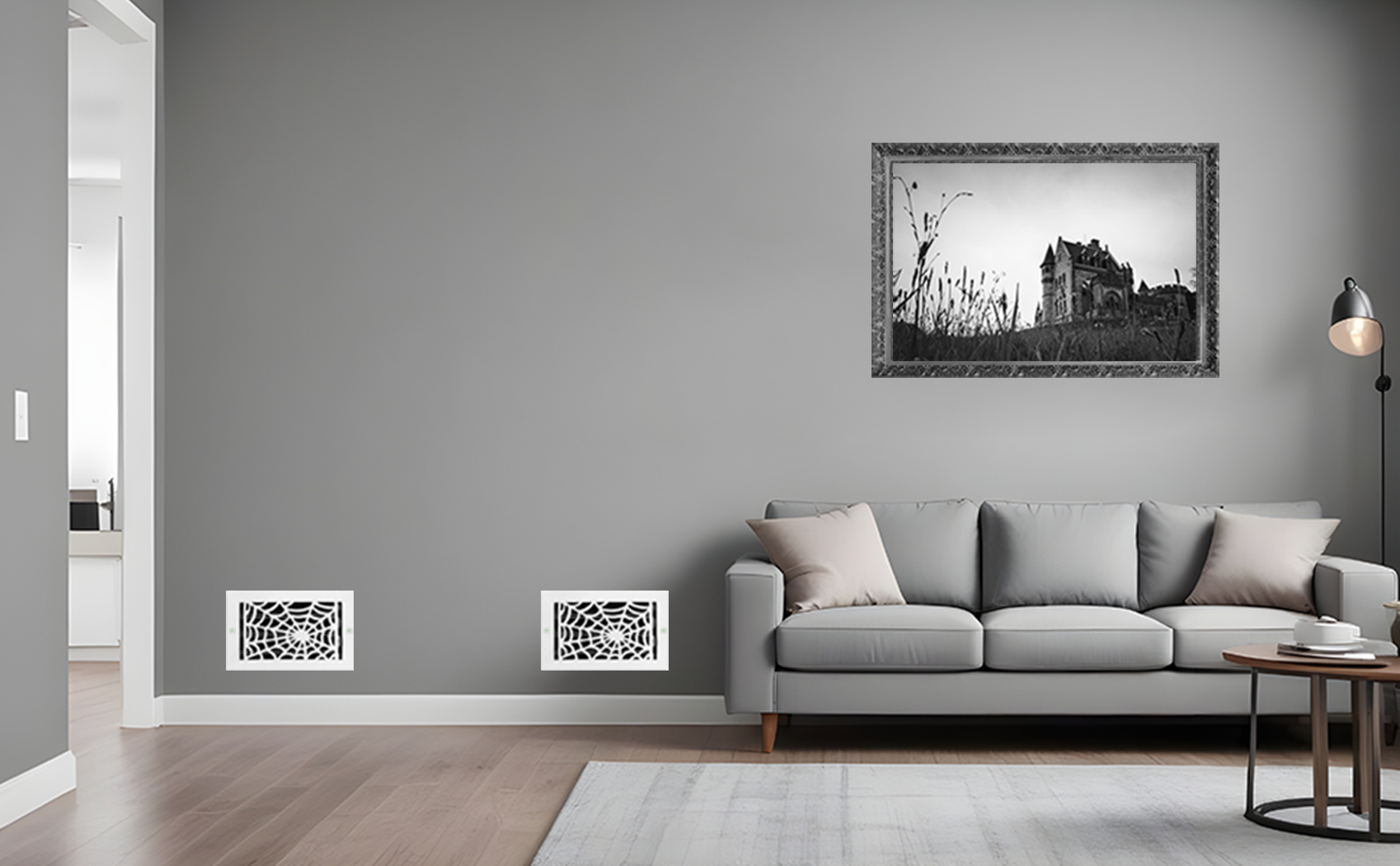 Spooky Gothic 6"x12" Solid Cast Aluminum louvered Air Supply | Powder Coated