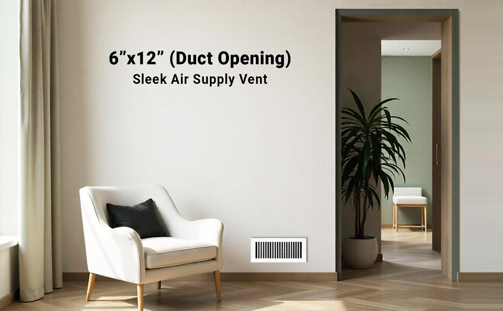 Sleek 6"x12" Solid Cast Aluminum Air Supply louvered Vent | Powder Coated