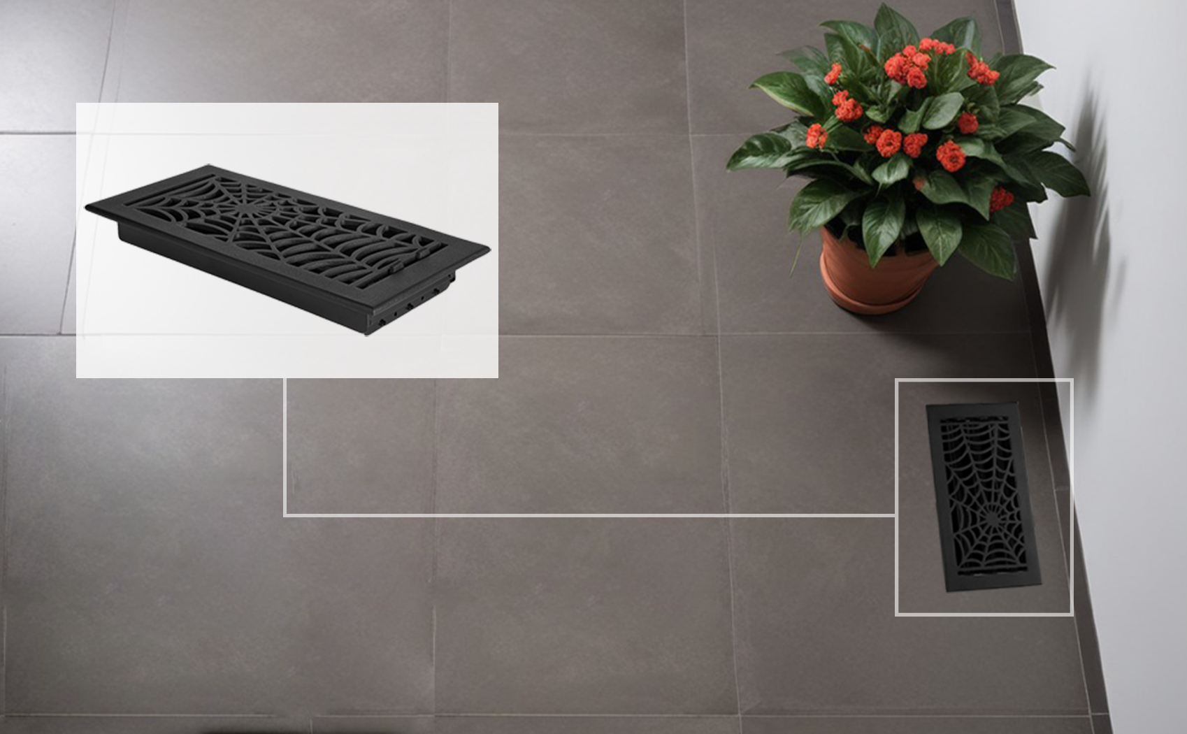 Spooky Gothic 6"x14" Solid Cast Aluminum louvered Air Supply | Powder Coated