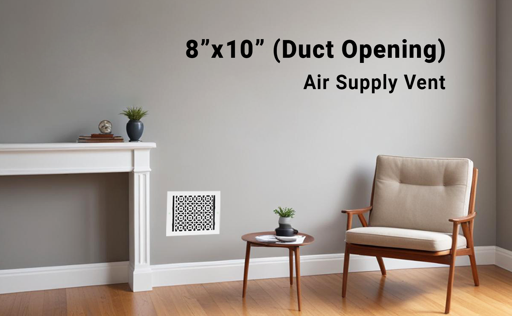 Achtek 8"x10" Solid Cast Aluminum Air Supply louvered Vent | Powder Coated