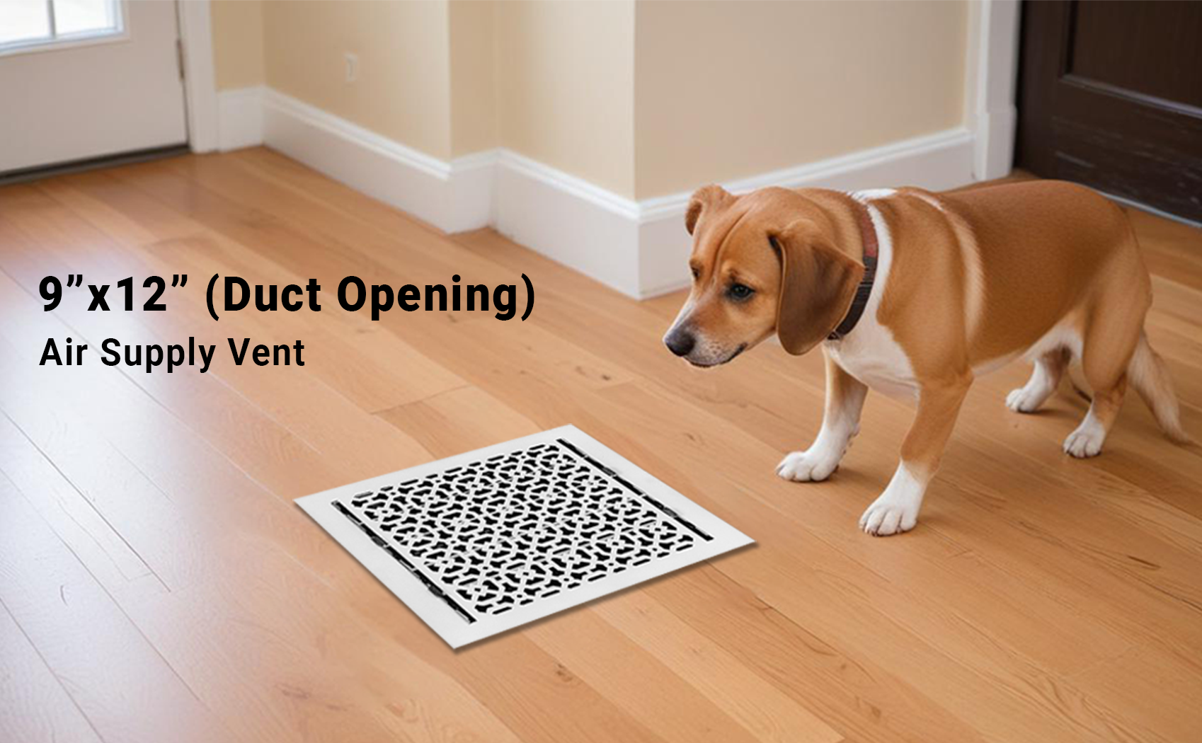 Achtek 9"x12" Solid Cast Aluminum Air Supply louvered Vent Powder Coated