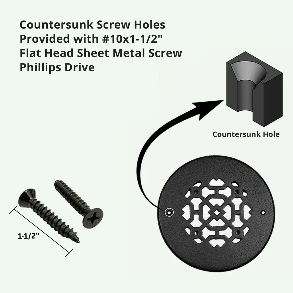 Grille ronde en aluminium moulé massif Achtek de 4,5 po | Revêtement en poudre