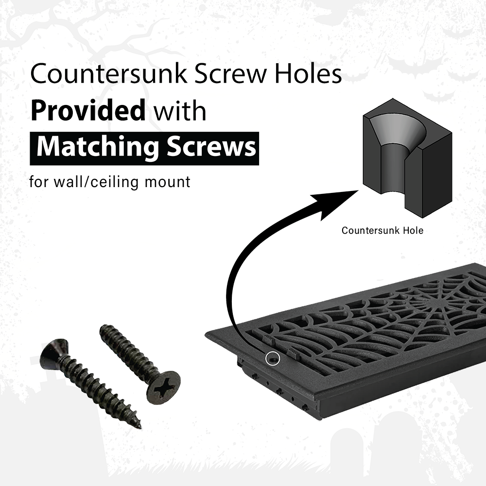 PACK of 6 Spooky Gothic 4"x10" WALL / CEILING Solid Cast Aluminum Air Supply louvered Powder Coated