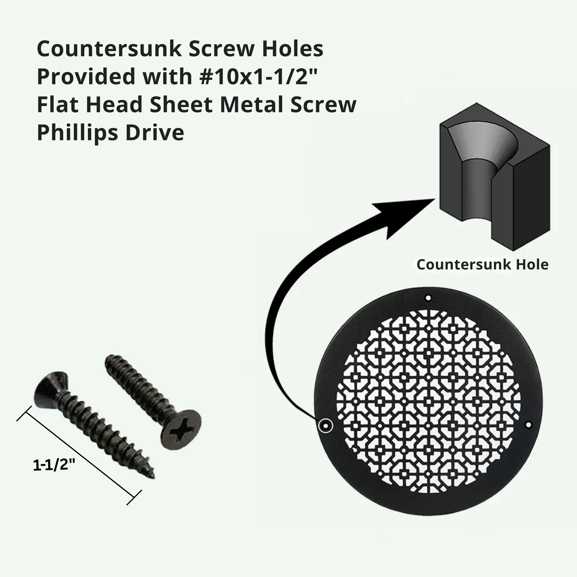 Achtek 12" Duct (14" Overall) Round Vent Cast Aluminum Handcrafted