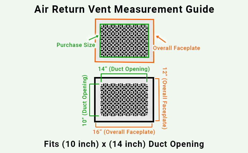 Achtek 10"x14" Retour d'air en fonte d'aluminium robuste | Revêtement en poudre