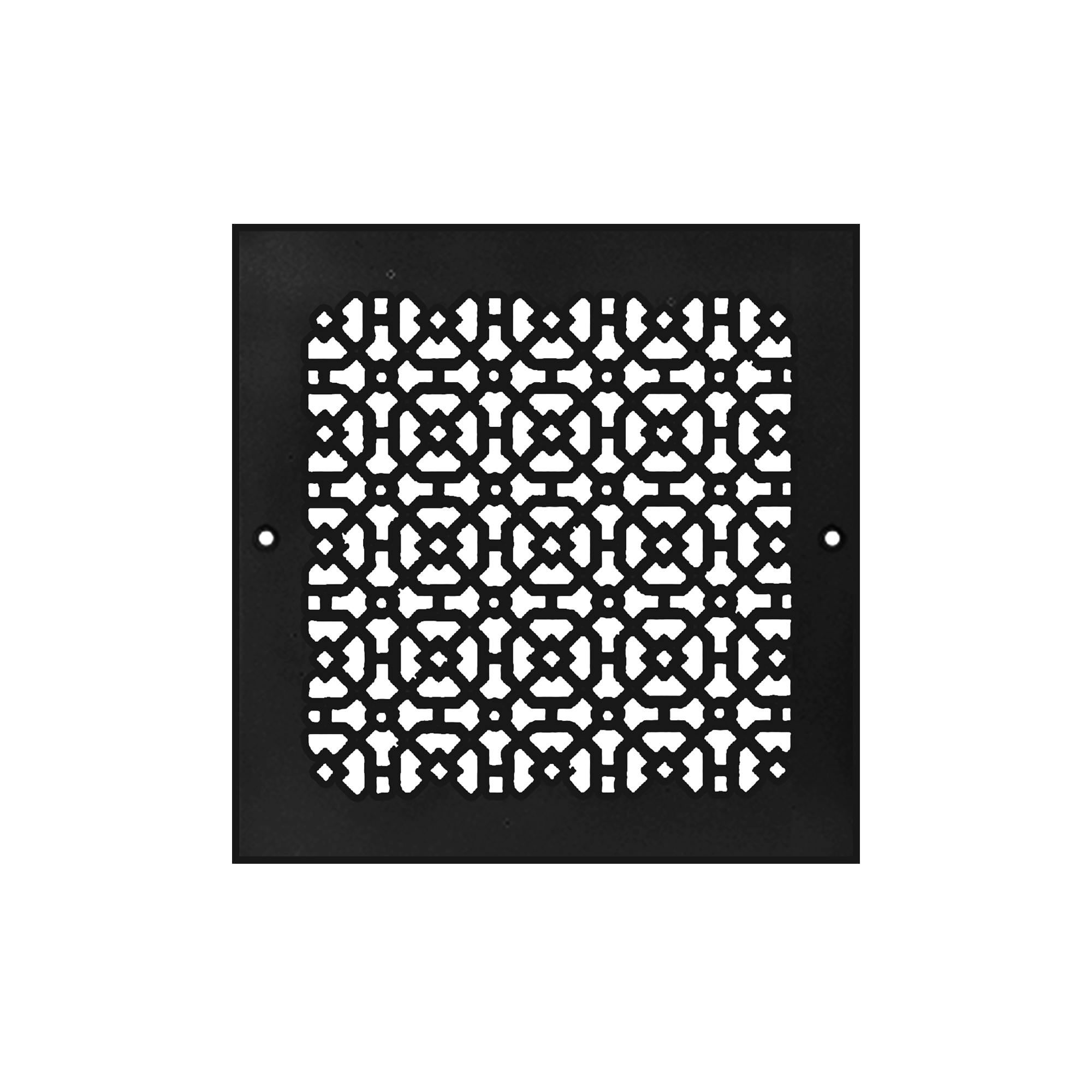 Achtek 10x10 black air return vent cover with black finish, geometric pattern, beveled edge for wall mounting