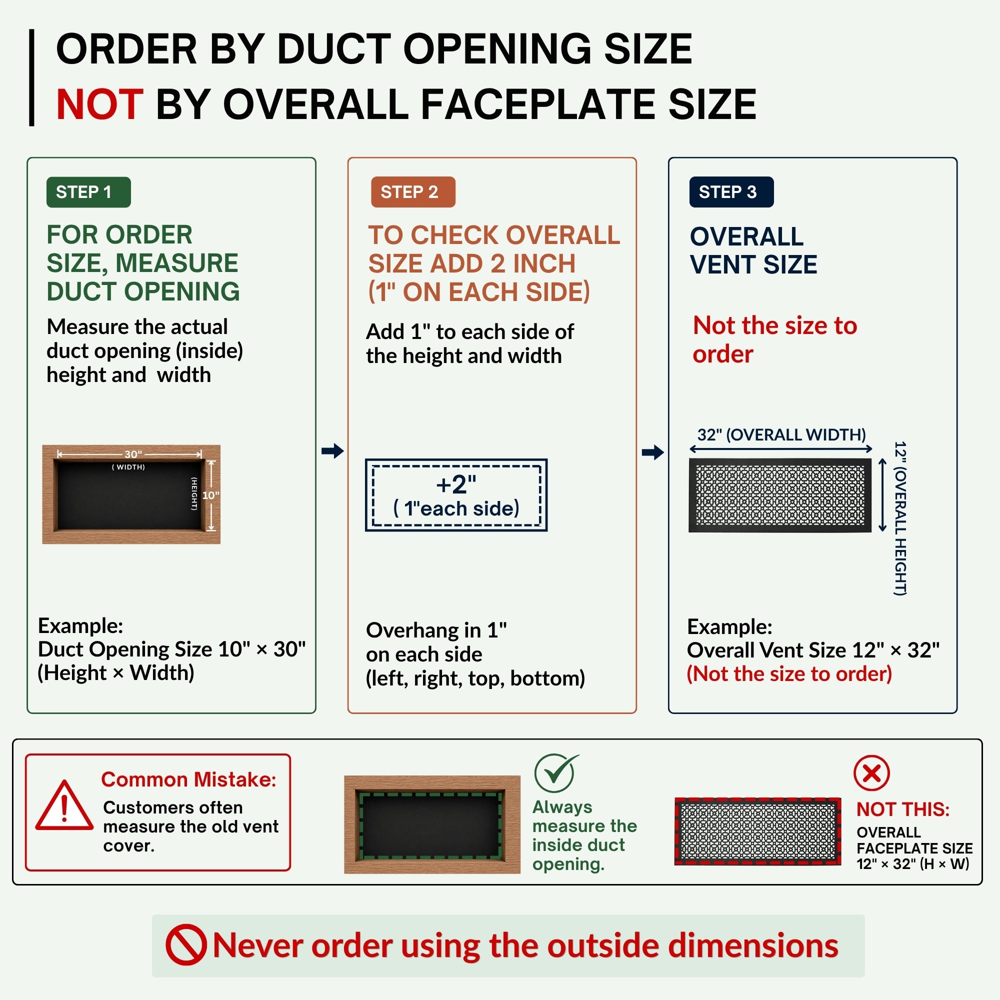 Achtek 10"x30" Heavy Cast Aluminum AIR RETURN | Powder Coated