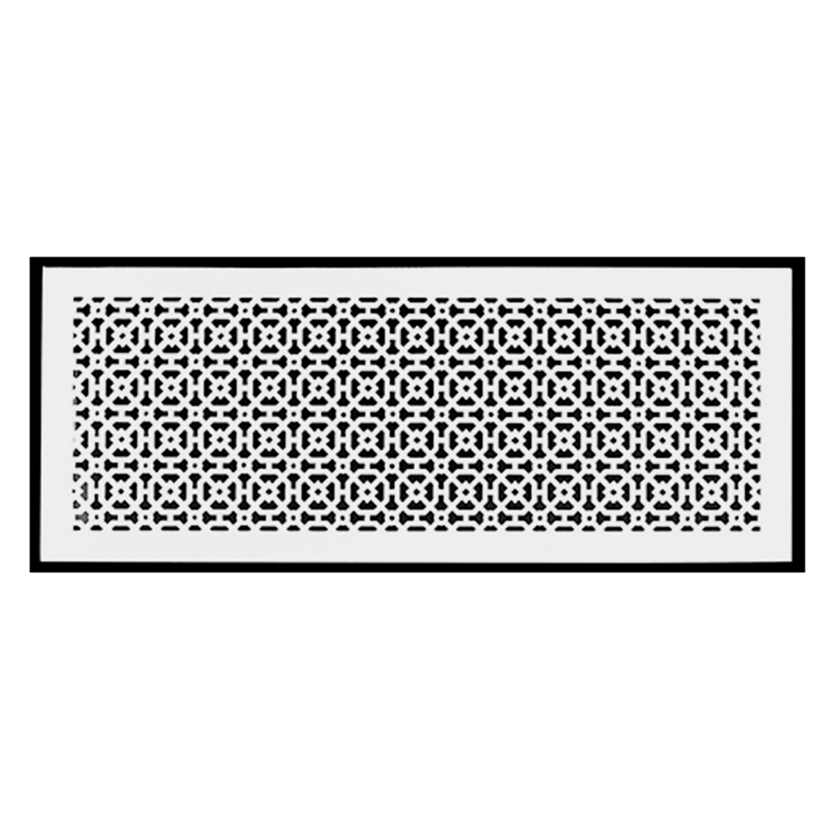 10x30 Achtek handcrafted air return vent cover white for floor mounting with geometric design, overall back frame provided