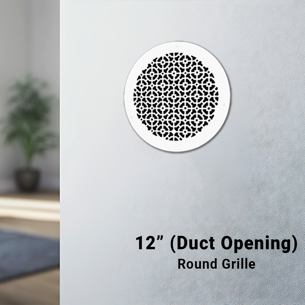 Achtek 12" Solid Cast Aluminum Round Grille | Powder Coated