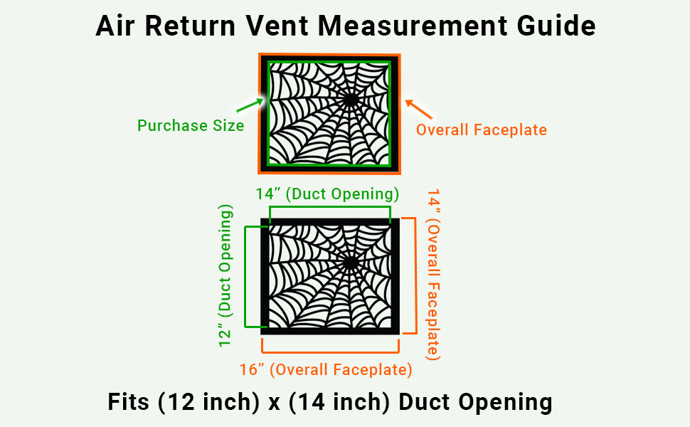 SPIDER WEB Air Return 12"x14" Duct Opening Gothic| Heavy Cast Aluminum Cover Grill (14"x16" Overall) | Powder Coated