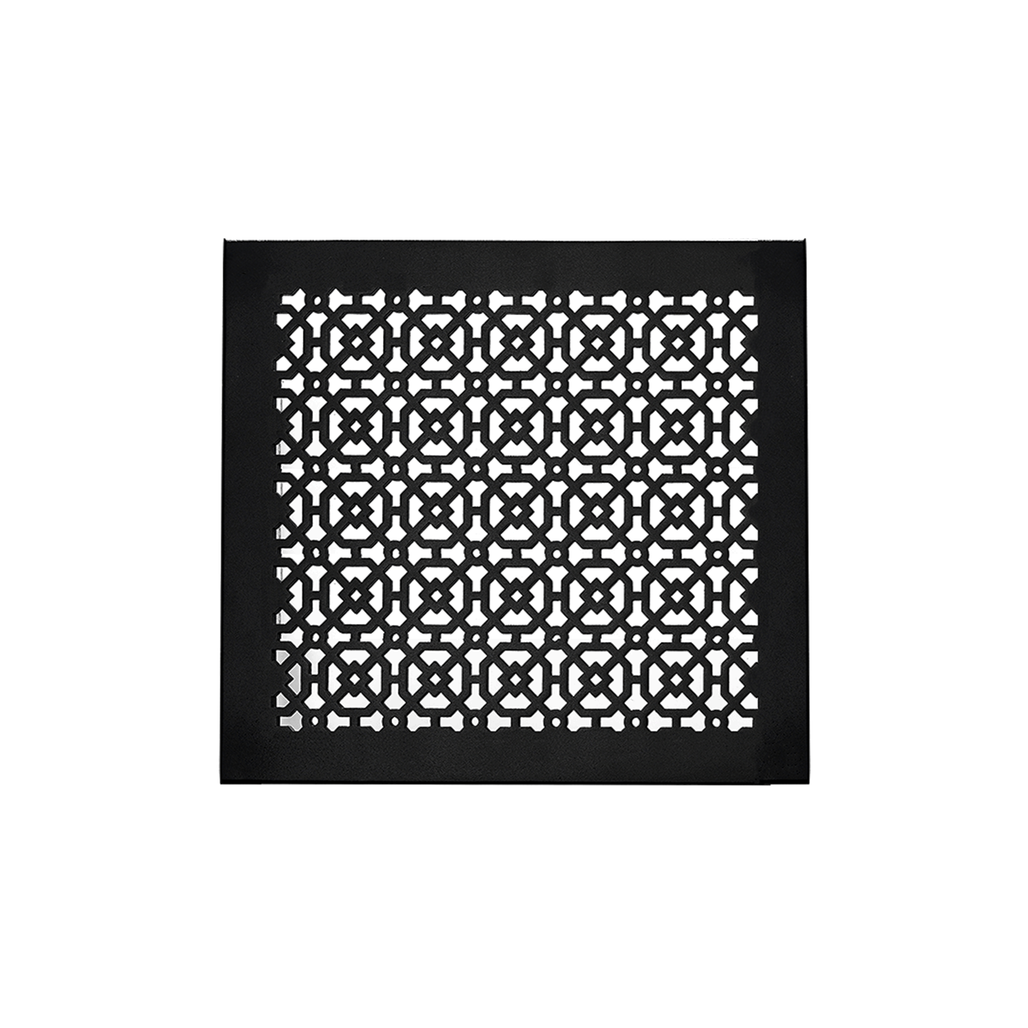 Achtek 12x14 heavy duty cast aluminum air return vent for floor mounting with geometric design, overall back frame provided