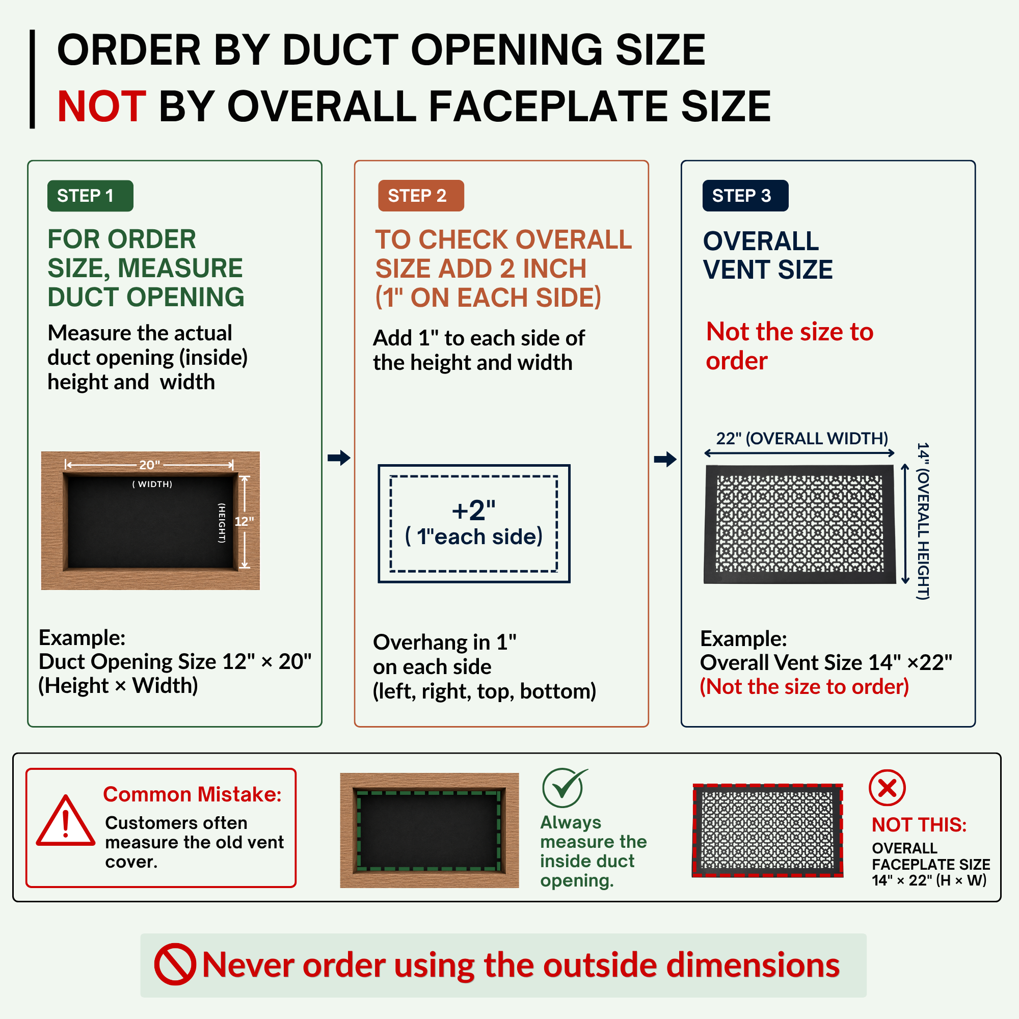 Achtek 12"x20" Heavy Cast Aluminum AIR RETURN | Powder Coated