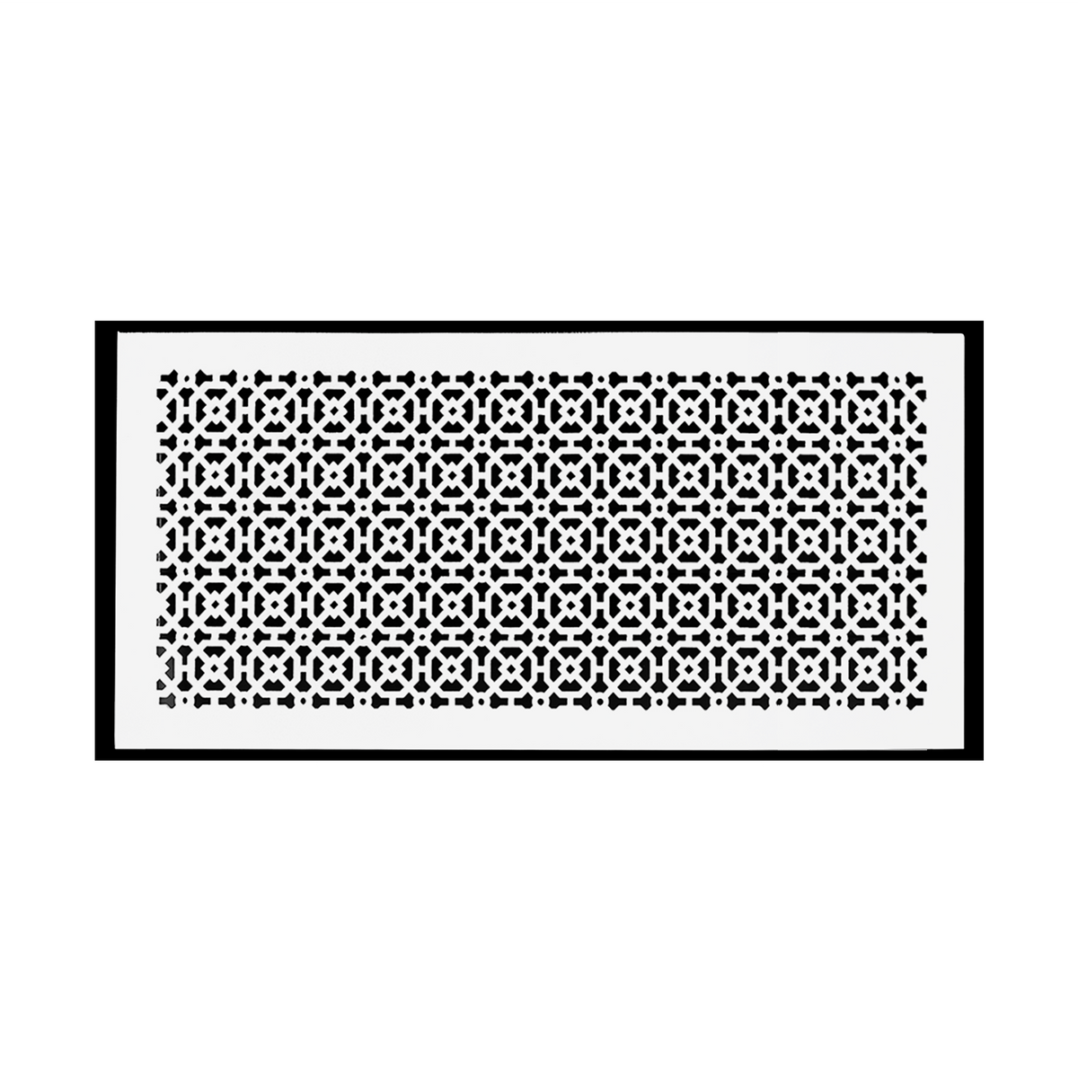 12x26 Achtek handcrafted air return vent cover for floor installation, geometric design, overall back frame provided
