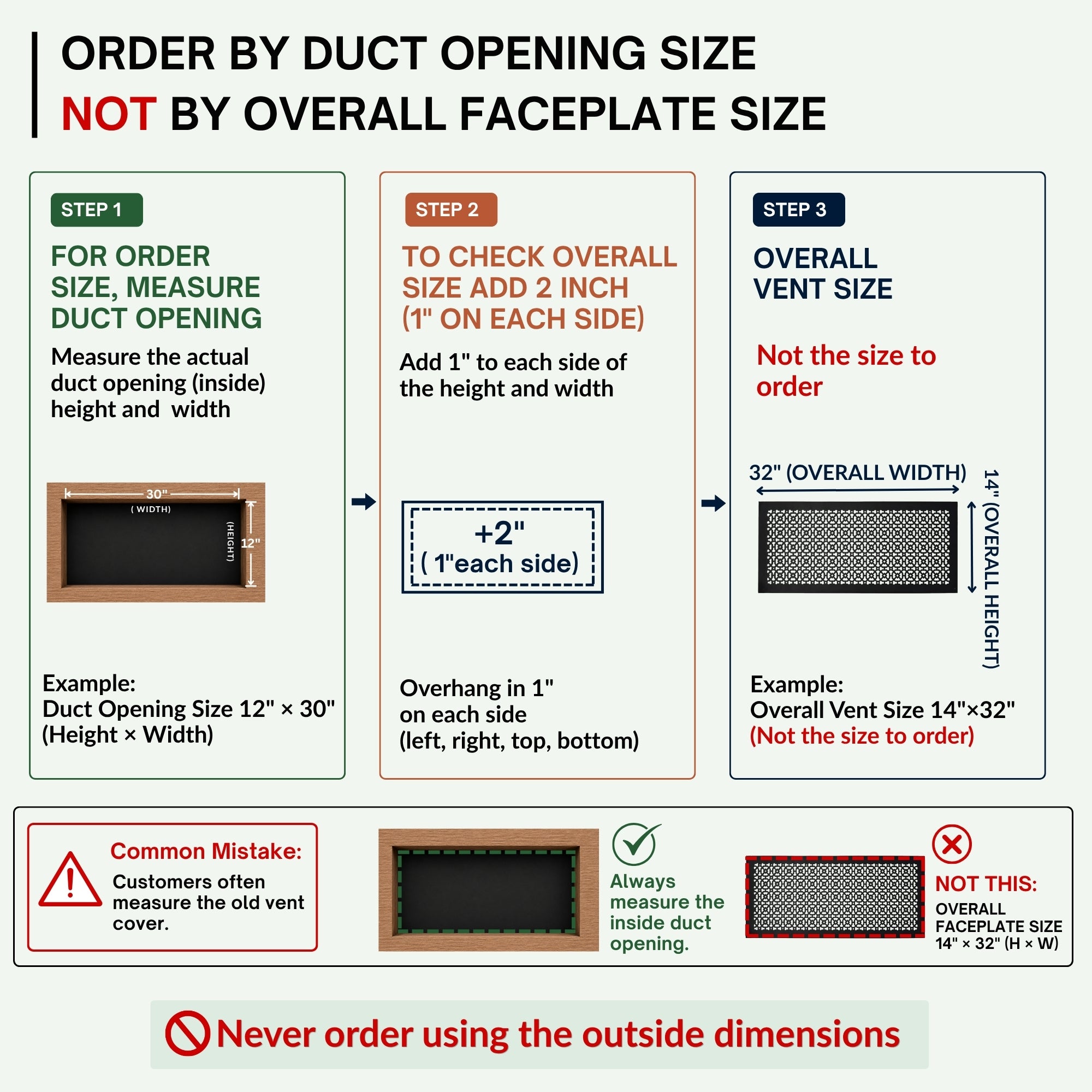 Achtek 12"x30" Heavy Cast Aluminum AIR RETURN | Powder Coated