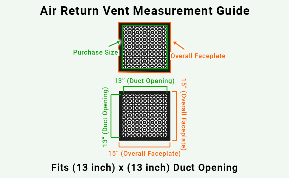 Achtek 13"x13" Retour d'air en fonte d'aluminium robuste | Revêtement en poudre