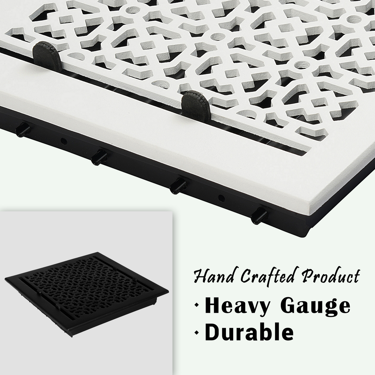 14x14 Achtek handcrafted air supply louvered vent cover for floor mounting, patent design, beveled edge , gravity drop installations