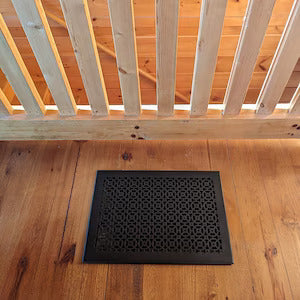 Achtek 14x20 heavy duty cast aluminum air vent cover with geometric grille design, beveled edge, gravity drop installations