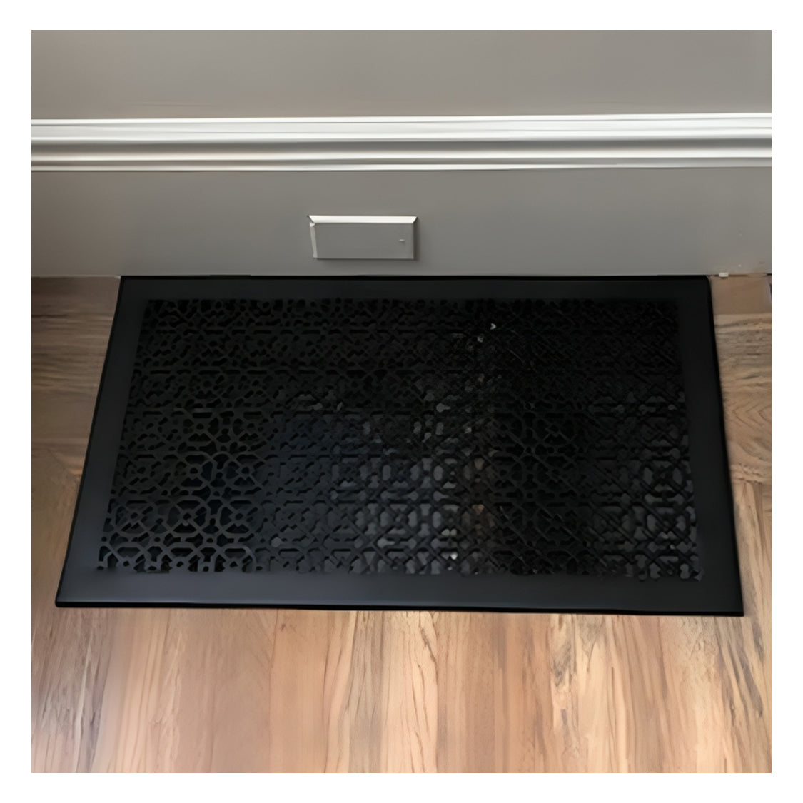 Achtek 14x24 decorative air return vent cover for floor mounting, with gravity drop installations, geometric pattern