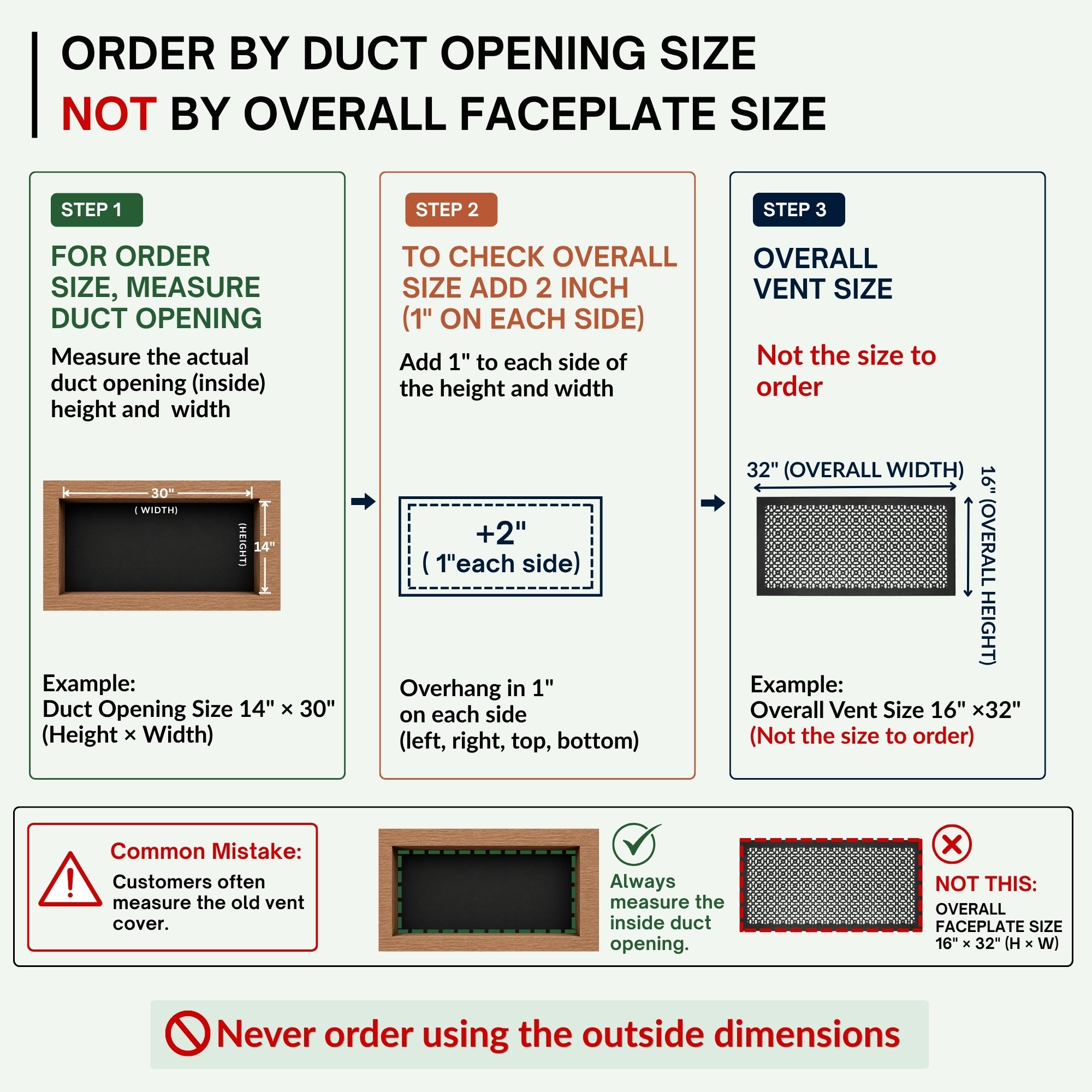 Achtek 14"x30"Heavy Cast Aluminum AIR RETURN | Powder Coated