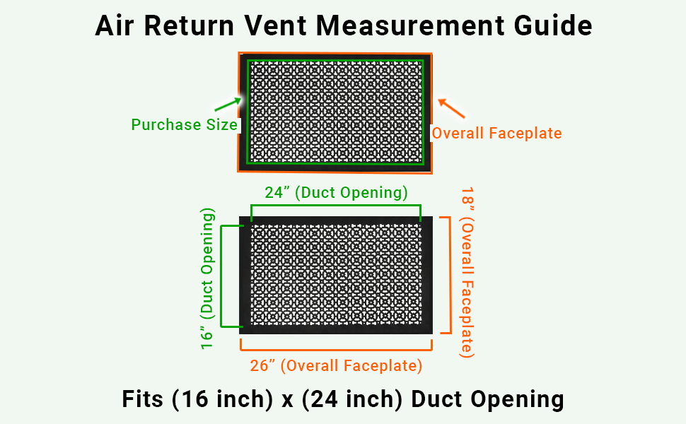 Achtek 16"x24" Retour d'air en fonte d'aluminium robuste | Revêtement en poudre