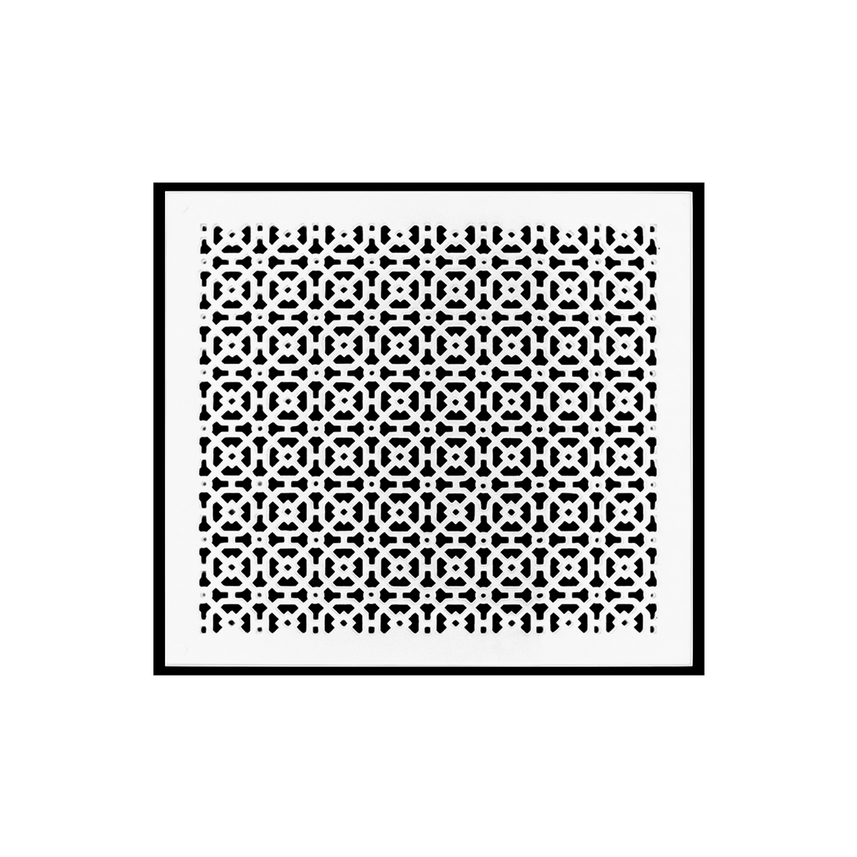 Achtek 16x18 heavy duty cast aluminum air return vent cover white with geometric design, overall back frame provided