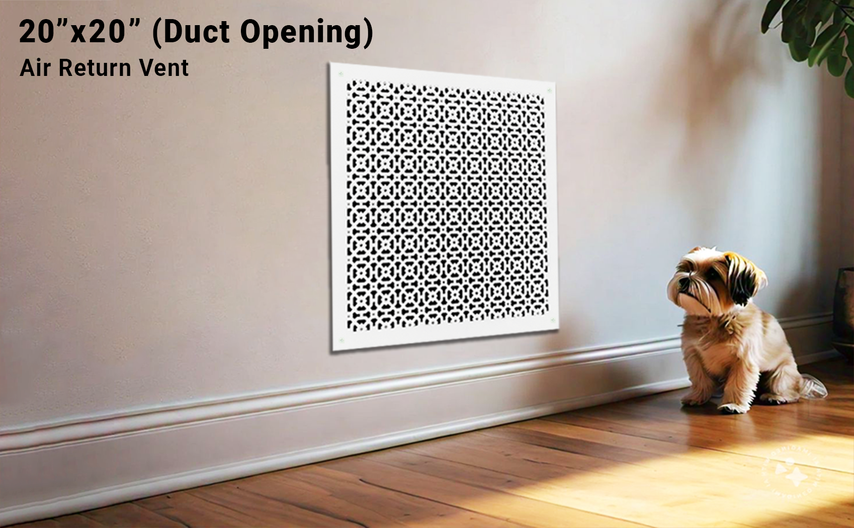 Achtek 20x20 white air vent cover made with heavy-duty cast aluminum for wall mounting, provided with color matching screws