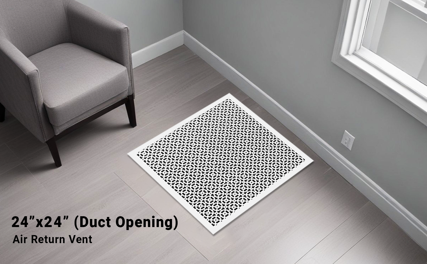 Achtek 24"x24" Retour d'air en fonte d'aluminium robuste | Revêtement en poudre