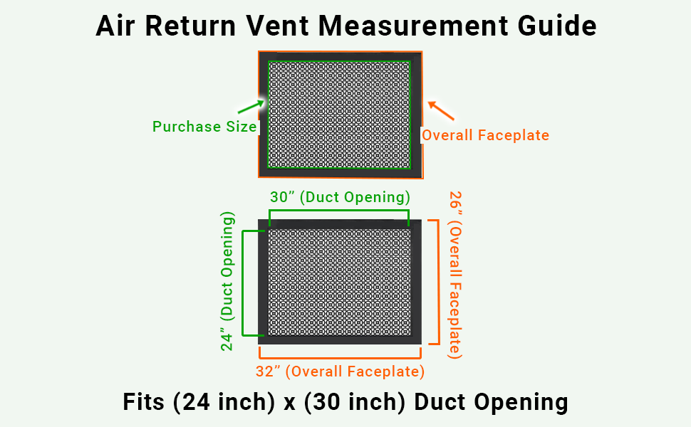 Achtek 24"x30" Retour d'air en fonte d'aluminium robuste | Revêtement en poudre