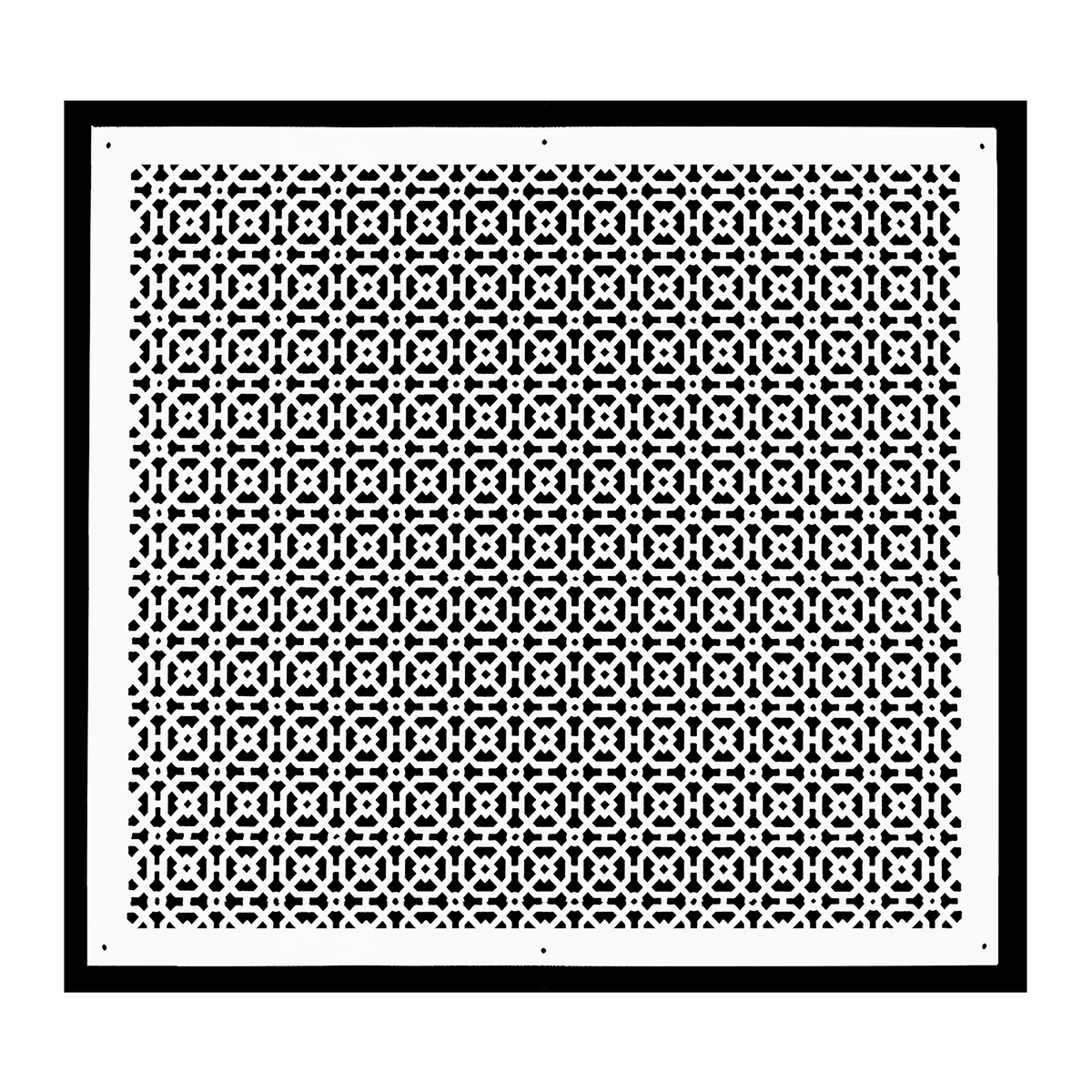 Achtek 26x30 air return vent cover with geometric pattern, powder coated white for floor mounting overall back frame provided