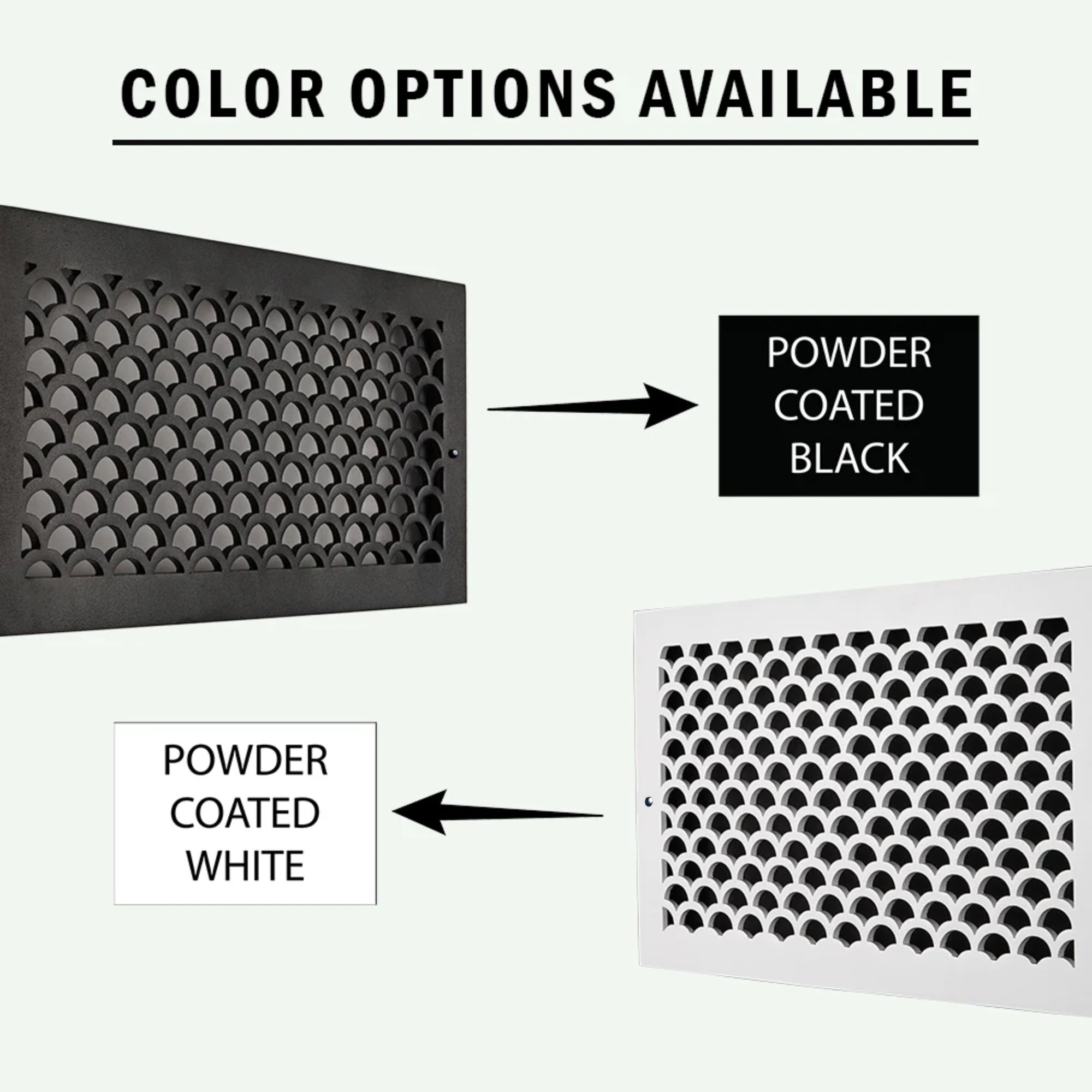 Scallop BASEBOARD 8"x14" Duct opening Solid Cast Aluminum Grill Vent Cover | Powder Coated