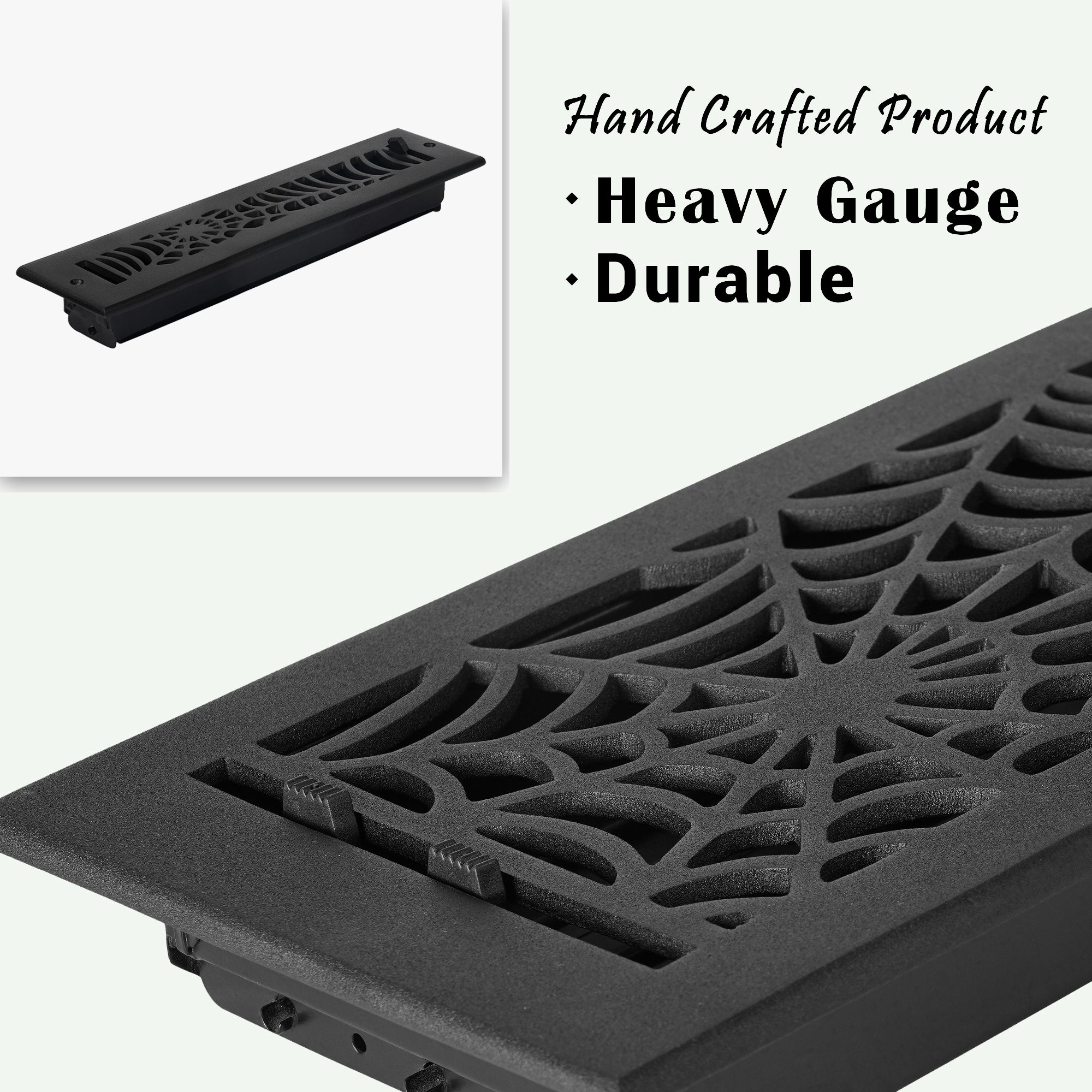Spooky Gothic 2"x14" Solid Cast Aluminum louvered Air Supply | Powder Coated