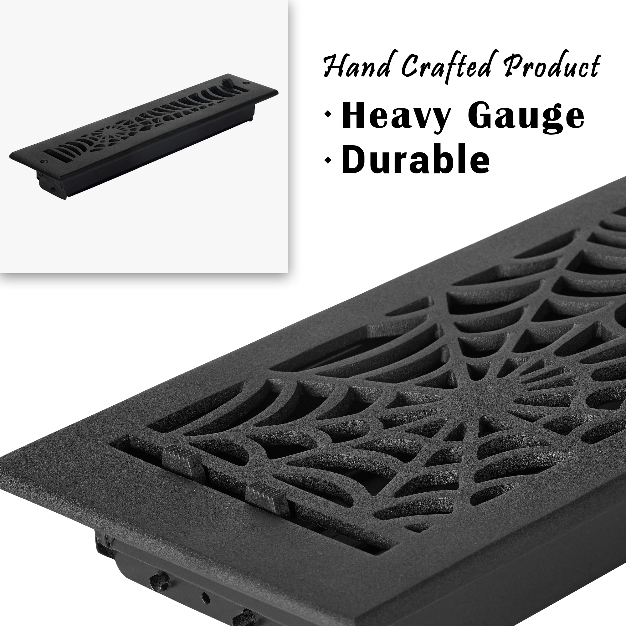 Spooky Gothic 2"x14"Solid Cast Aluminum louvered Air Supply |Powder Coated