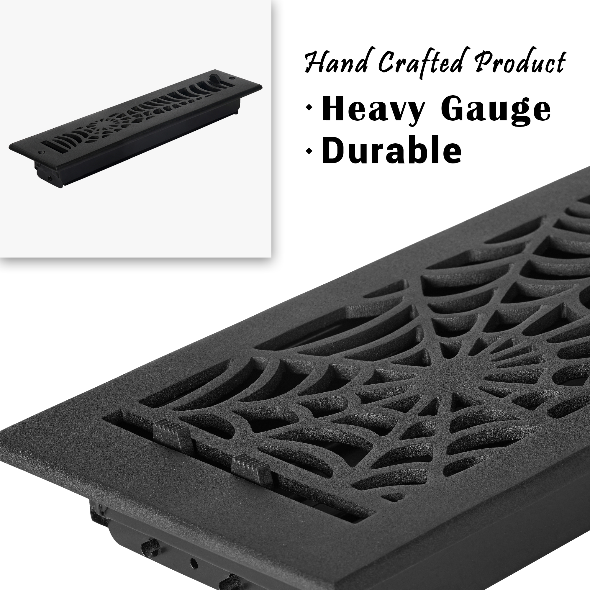 Spooky Gothic 2"x14" Solid Cast Aluminum louvered Air Supply | Powder Coated