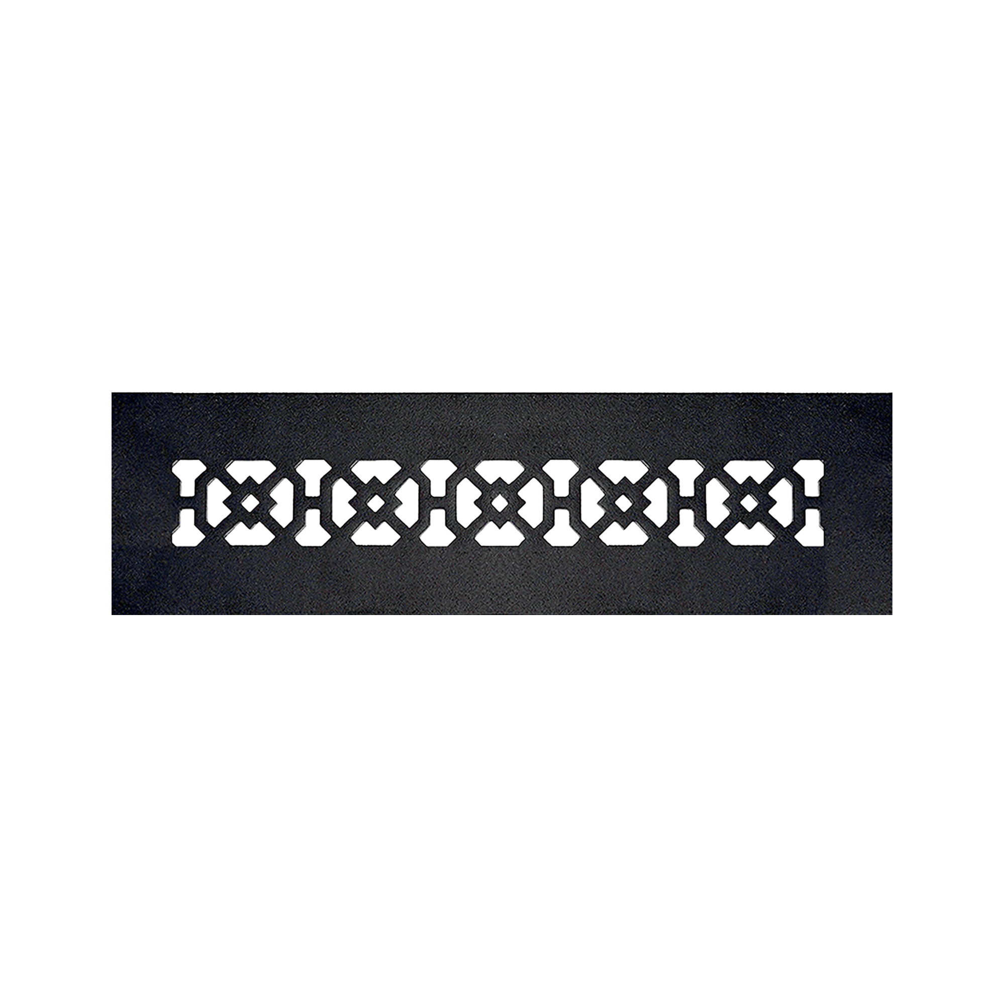 Achtek 2x12 air return vent in powder coated black with decorative geometric lattice pattern for floor mounting
