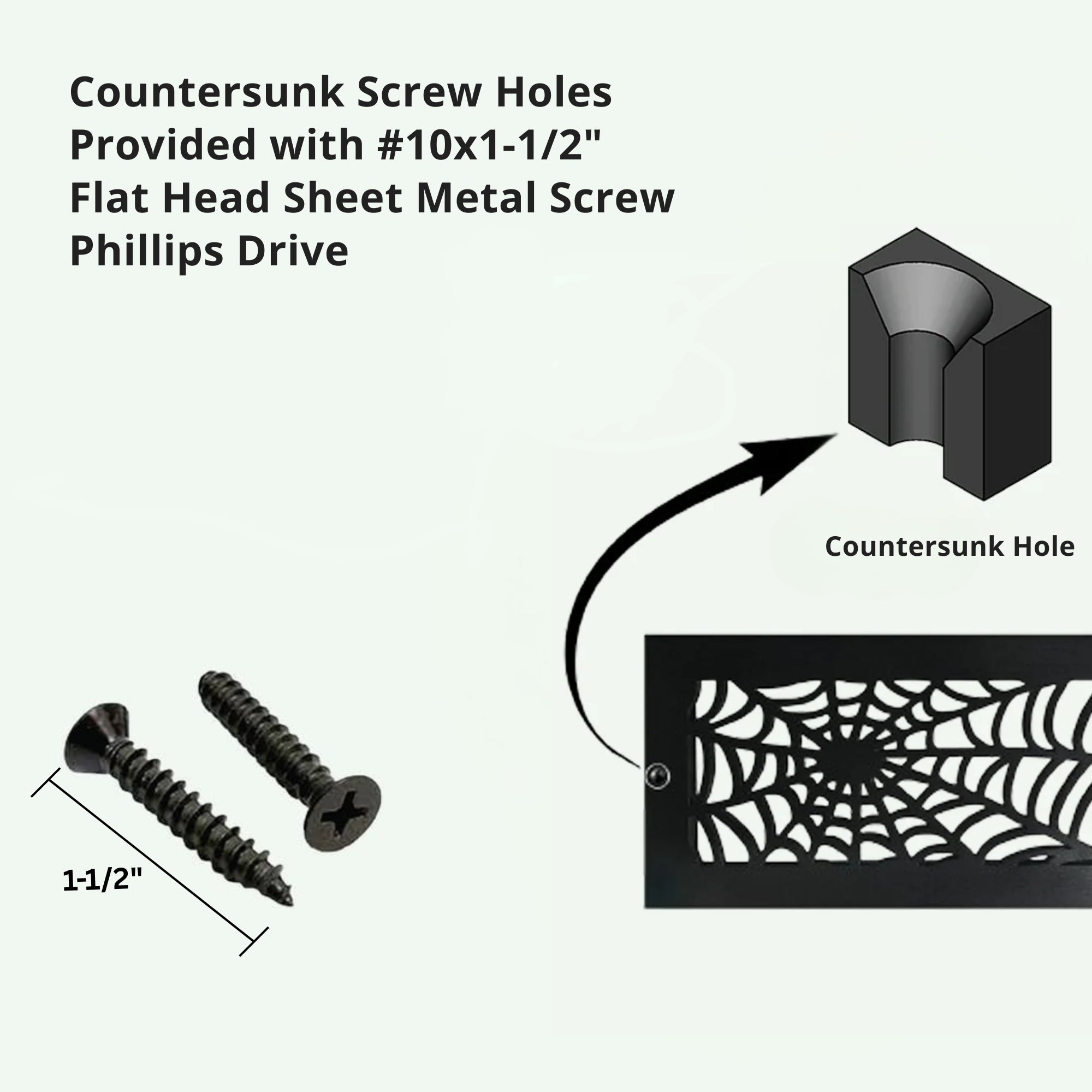 Grille de recouvrement en aluminium moulé robuste de 12" x 14" avec ouverture de conduit SPIDER WEB | Revêtement en poudre
