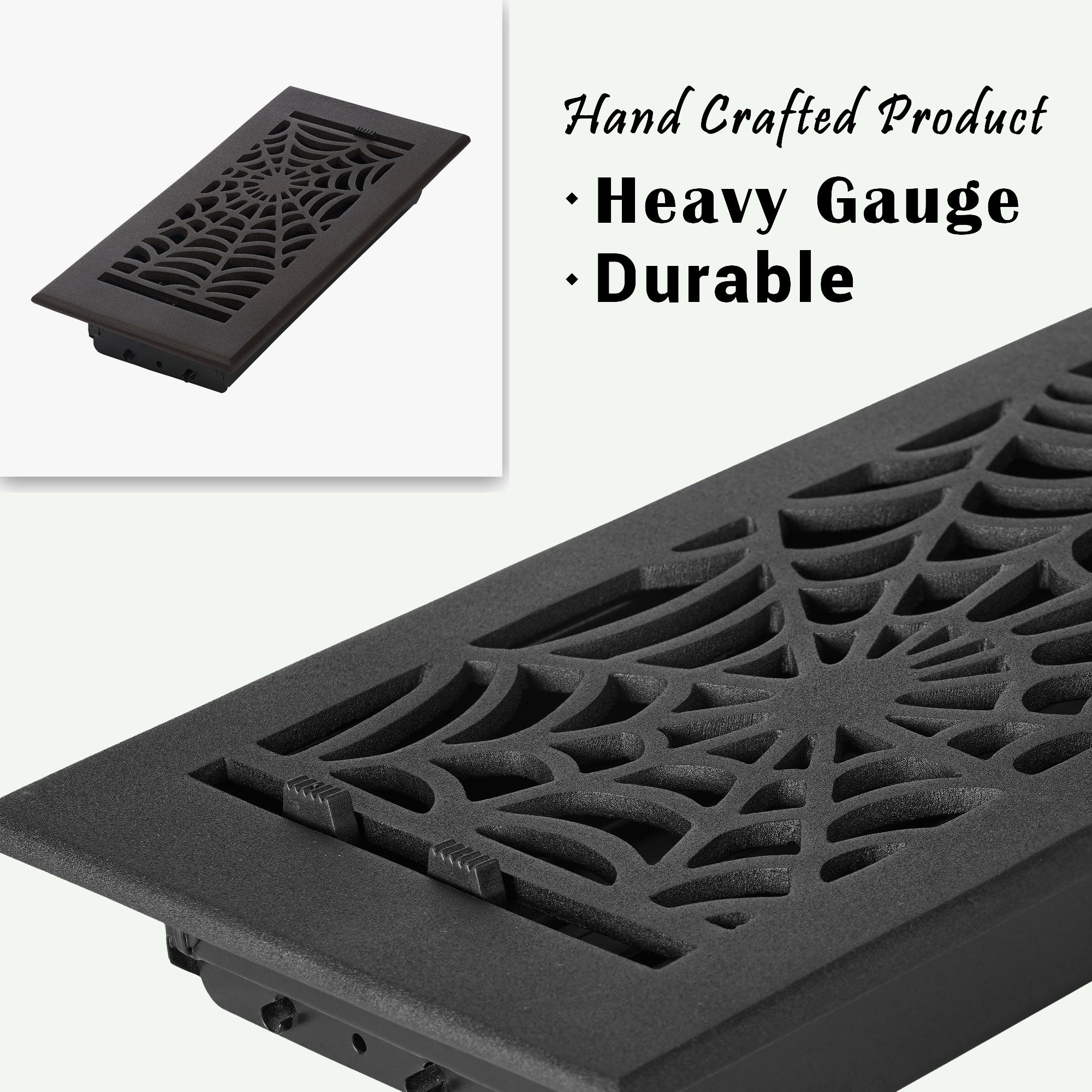 Spooky Gothic 4"x8" Solid Cast Aluminum louvered Air Supply | Powder Coated