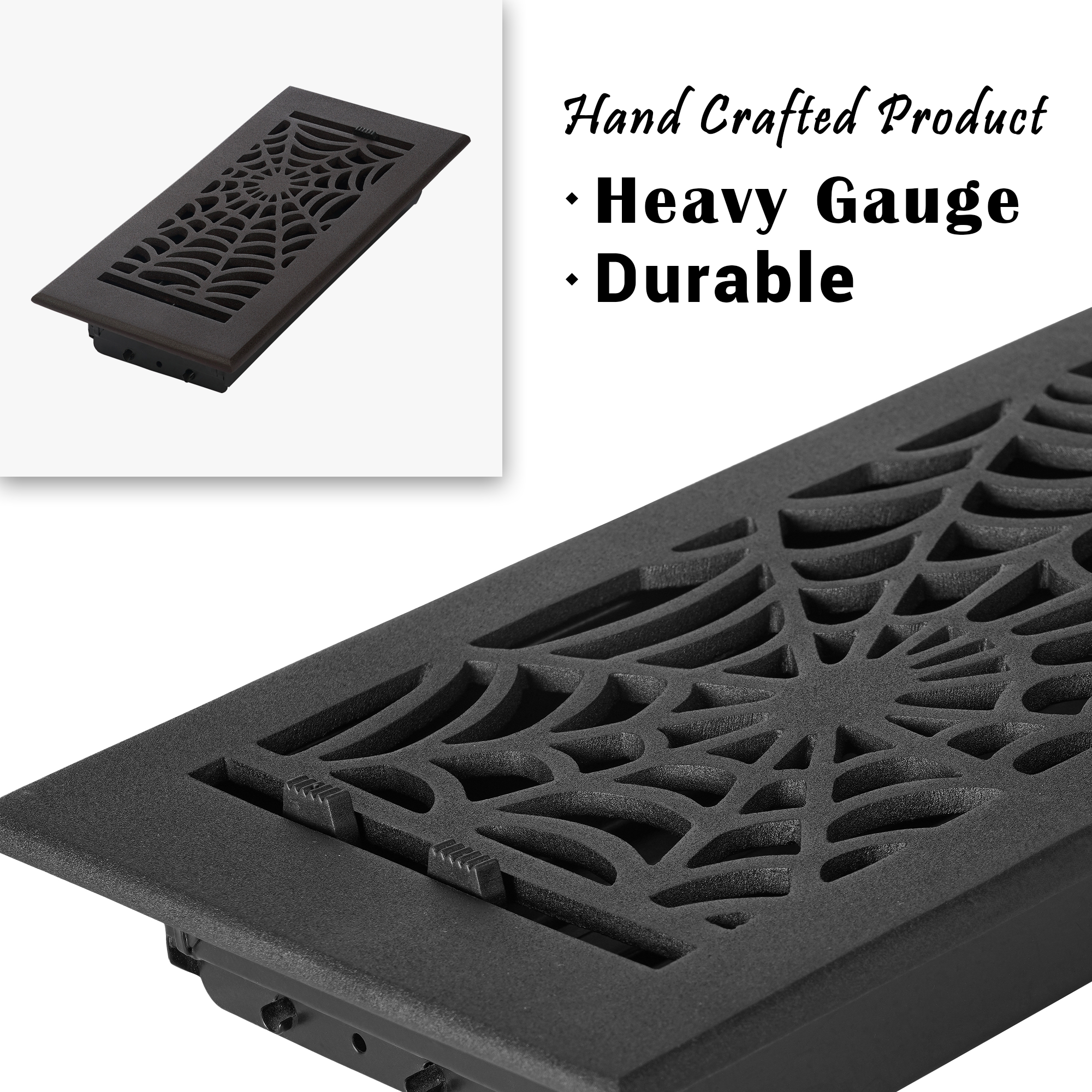 Spooky Gothic 4"x10"Solid Cast Aluminum louvered Air Supply |Powder Coated