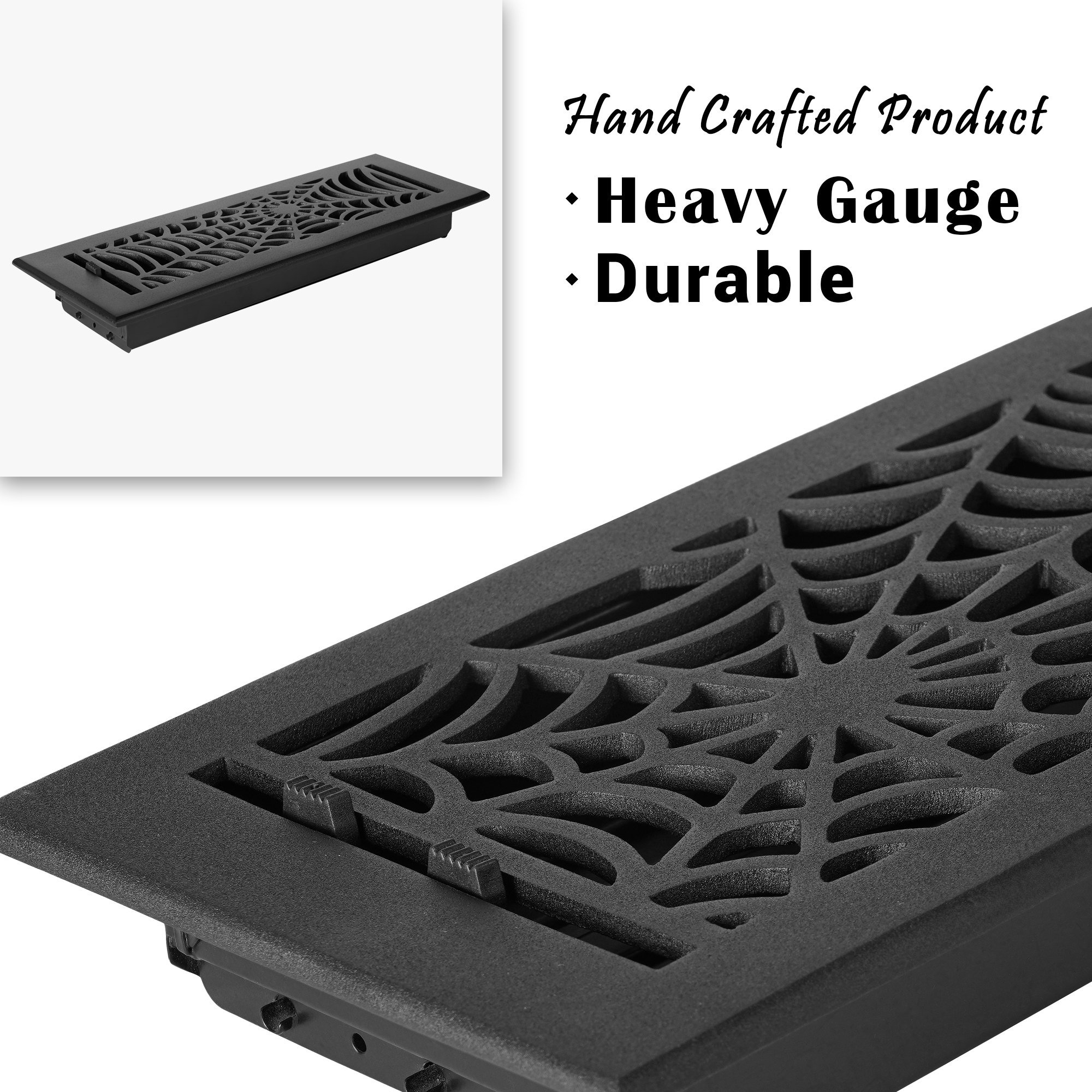 Spooky Gothic 4"x14" Solid Cast Aluminum louvered Air Supply | Powder Coated