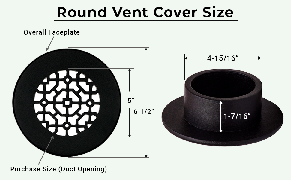 Grille ronde en aluminium moulé massif Achtek de 5 po | Revêtement en poudre