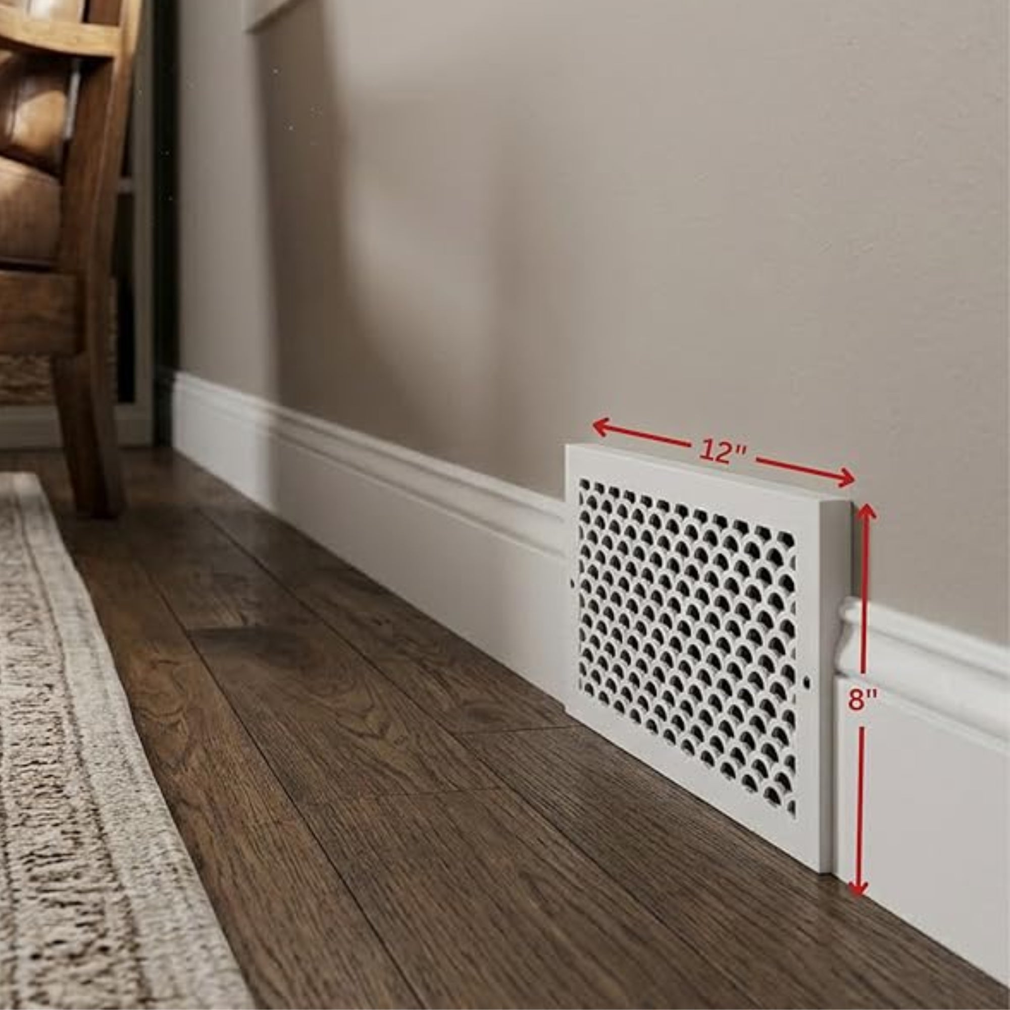 Scallop BASEBOARD 6"x10" Duct opening Solid Cast Aluminum Grill Vent Cover | Powder Coated