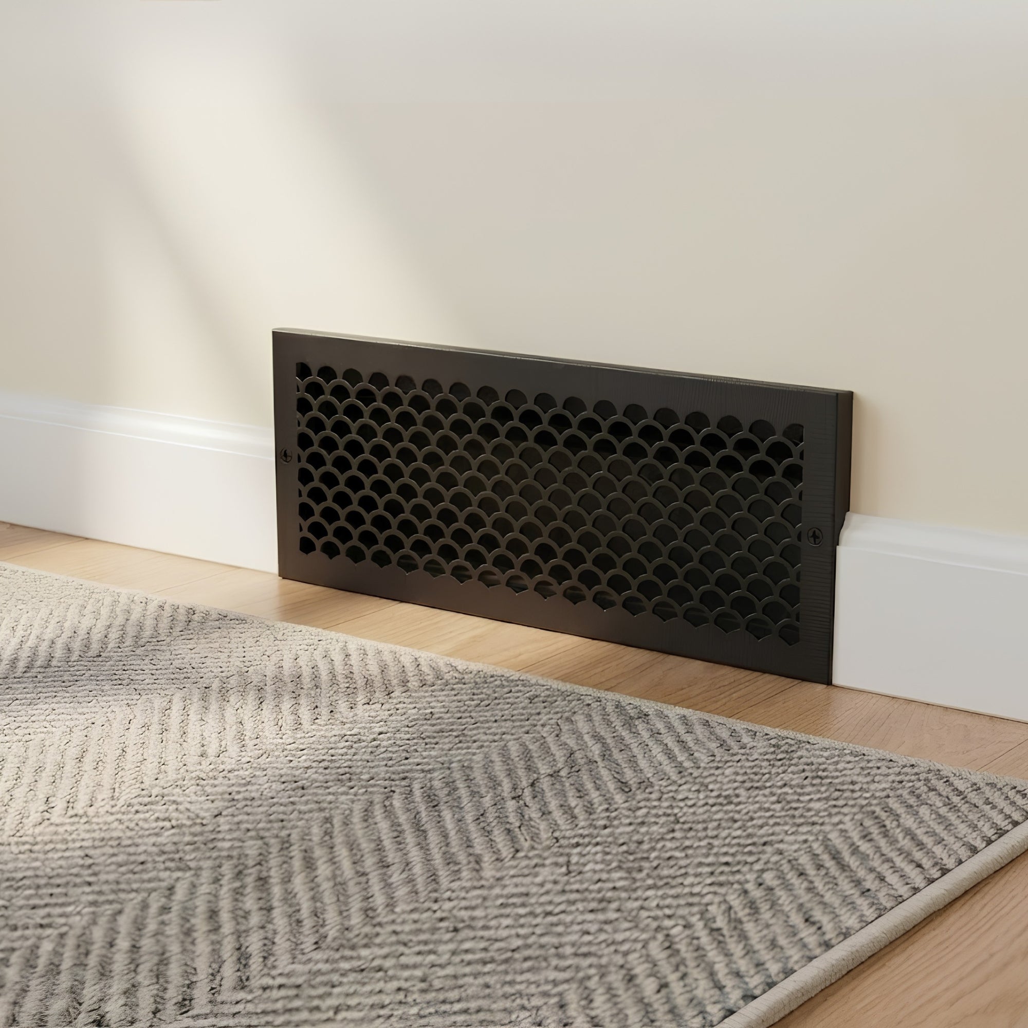 Scallop BASEBOARD 6"x24" Duct opening Solid Cast Aluminum Grill Vent Cover | Powder Coated