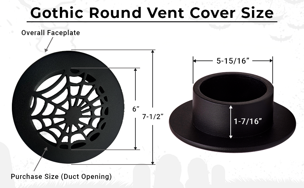 Spooky Gothic 6" Round Solid Cast Aluminum Grille | Powder Coated