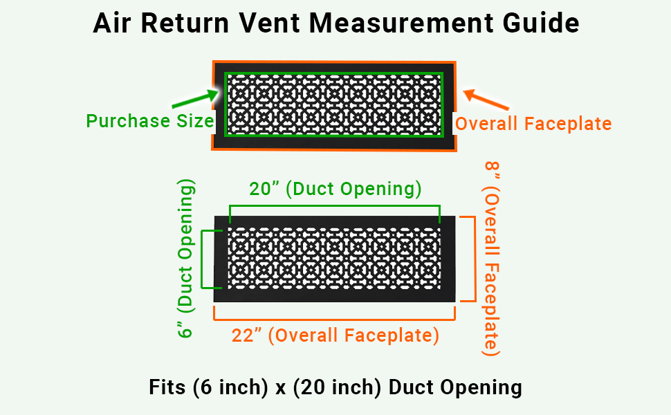 Achtek 6"x20" Aluminium moulé lourd RETOUR D'AIR | Revêtement en poudre
