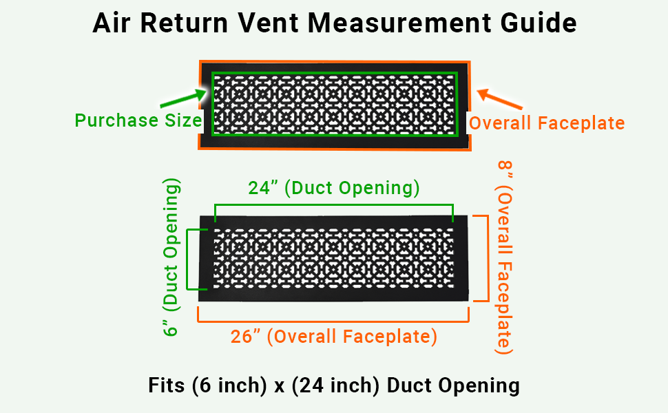 Achtek 6"x24" Retour d'air en fonte d'aluminium robuste | Revêtement en poudre
