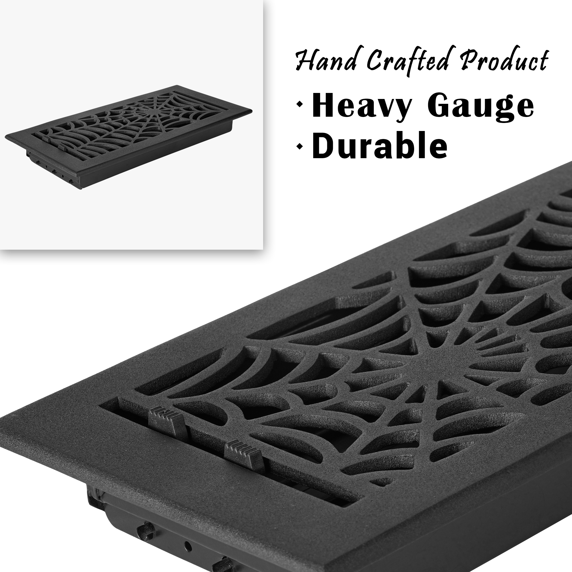 Spooky Gothic 6"x10"Solid Cast Aluminum louvered Air Supply |Powder Coated