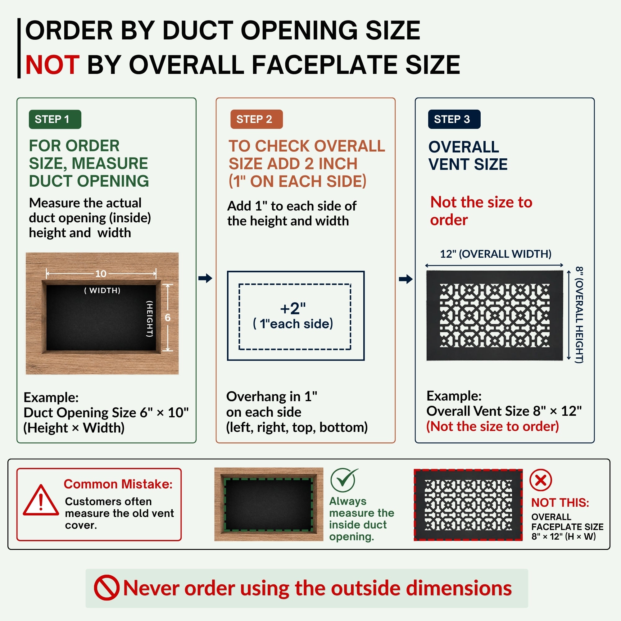 Achtek 6"x10" Heavy Cast Aluminum AIR RETURN | Powder Coated