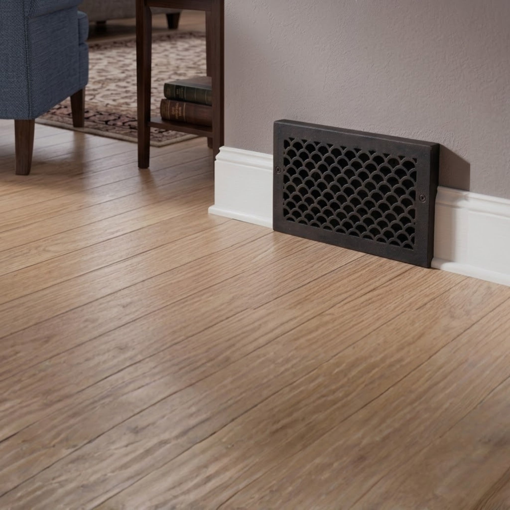 Scallop BASEBOARD 6"x10" Duct opening Solid Cast Aluminum Grill Vent Cover | Powder Coated