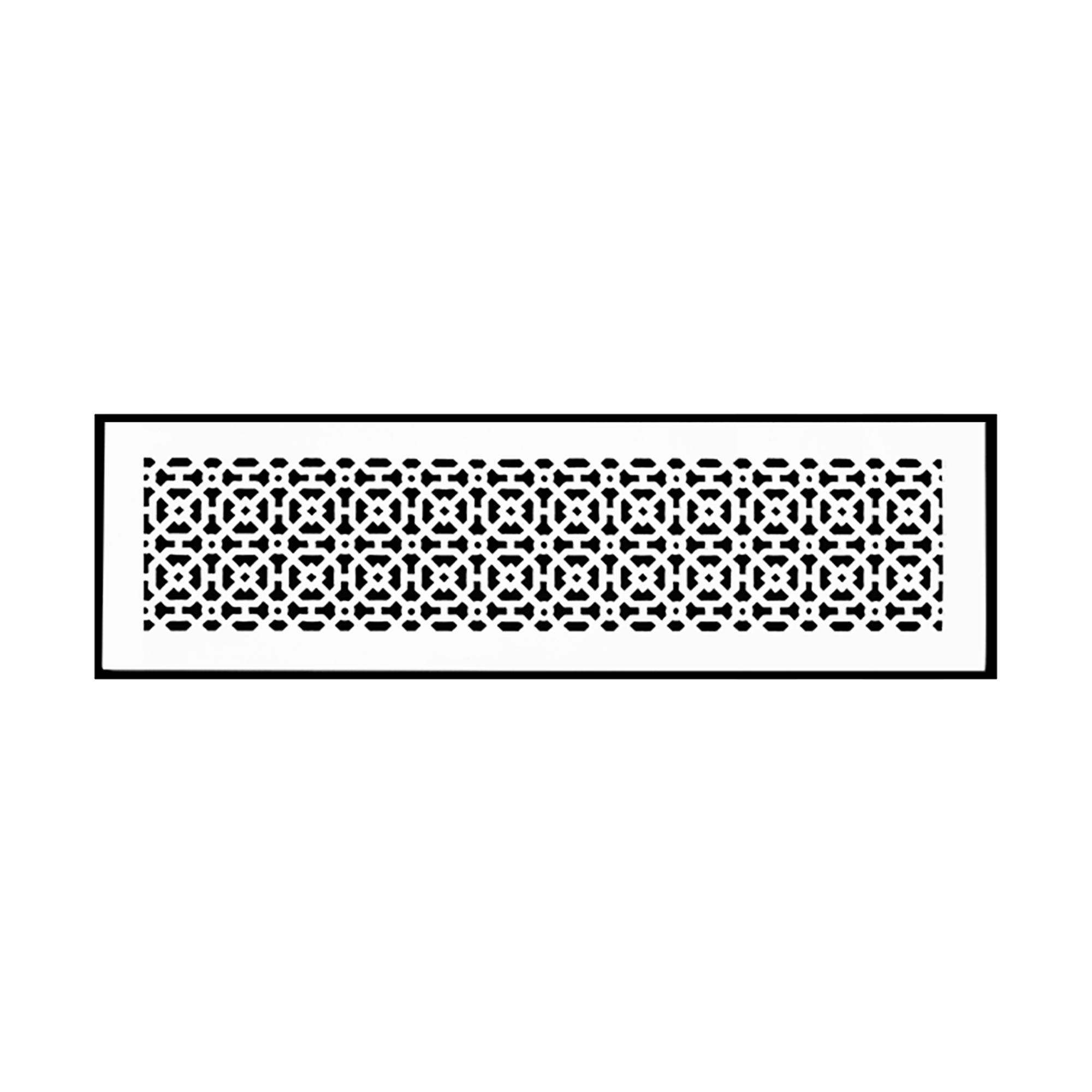 6x26 Achtek HVAC air return floor vent with powder coated white finish and geometric pattern, gravity drop installations
